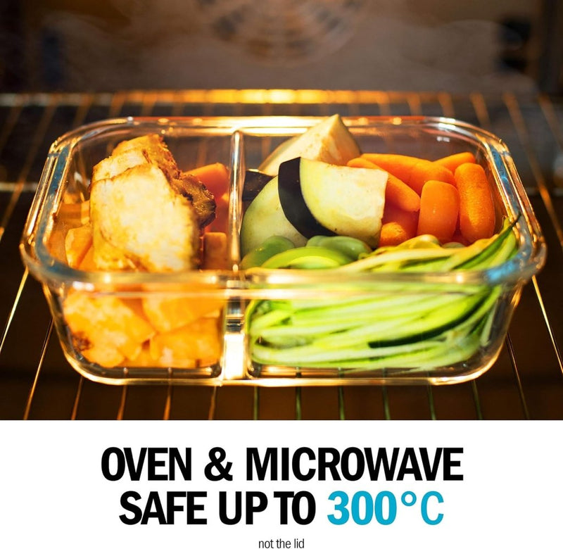 Laad afbeelding in Galerijviewer, Glazen meal prep bakjes set van 3 met 3 vakken - happygetfit.com
