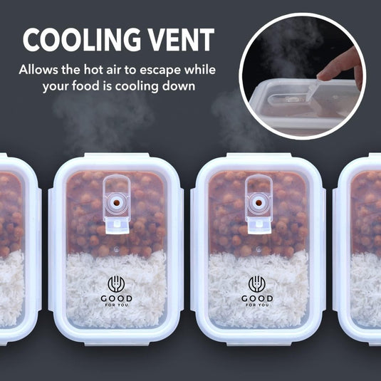 Glazen meal prep bakjes set van 5 820 ml - happygetfit.com