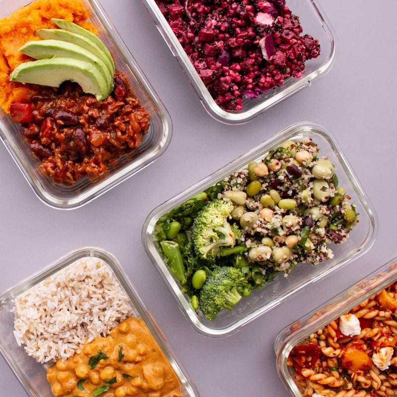 Laad afbeelding in Galerijviewer, Glazen meal prep bakjes set van 5 820 ml - happygetfit.com
