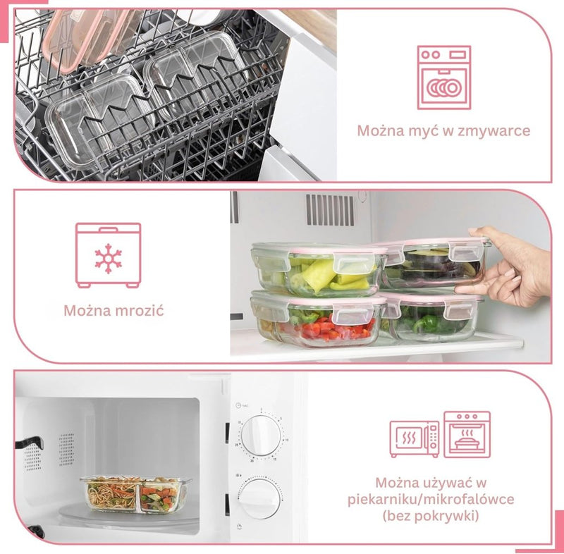 Laad afbeelding in Galerijviewer, Glazen meal prep bakjes set van 5 met 2 vakken - happygetfit.com
