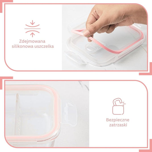 Glazen meal prep bakjes set van 5 met 2 vakken - happygetfit.com