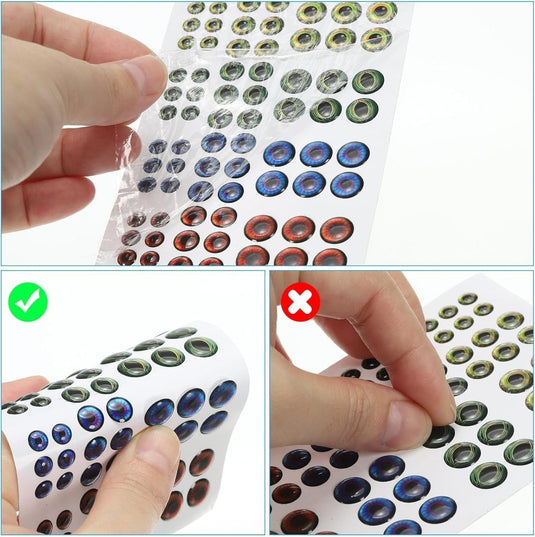 Glow in the dark 3D visoog stickers 3 mm (300 stuks) - Lichtgevende kunstaas ogen - Vliegbinden & visgerei accessoires - happygetfit.com