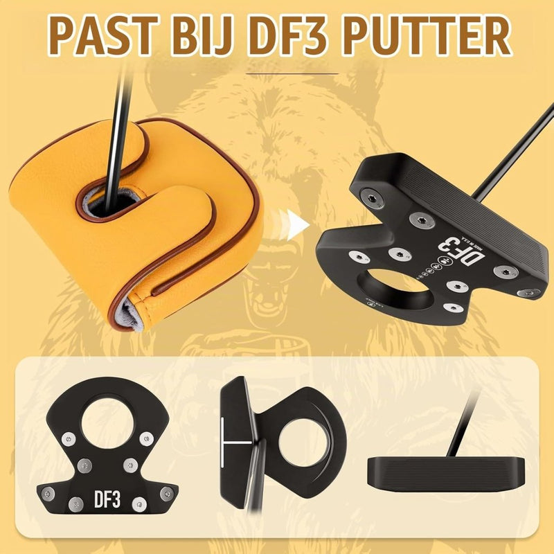 Carica l’immagine nel visualizzatore della galleria, Golf putter beschermhoes met bierdrinkende beer borduurwerk voor DF3 hamerputters – mallet headcover – putterbescherming - happygetfit.com
