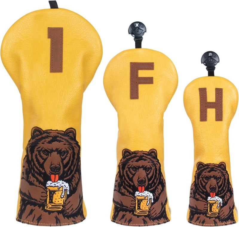 Carica l’immagine nel visualizzatore della galleria, Golf putter beschermhoes met bierdrinkende beer borduurwerk voor DF3 hamerputters – mallet headcover – putterbescherming - happygetfit.com

