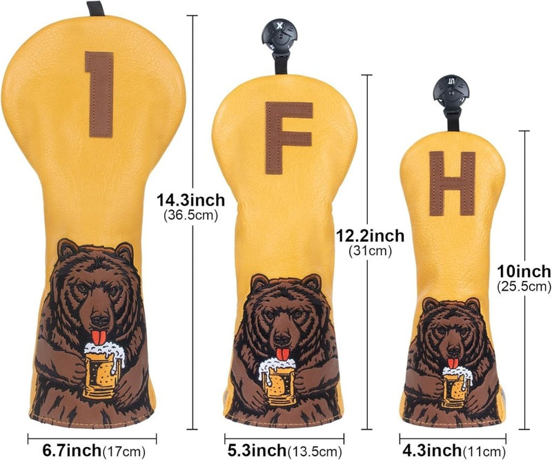 Carica l’immagine nel visualizzatore della galleria, Golf putter beschermhoes met bierdrinkende beer borduurwerk voor DF3 hamerputters – mallet headcover – putterbescherming - happygetfit.com
