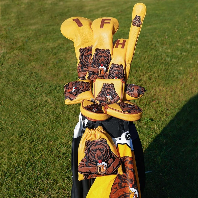Carica l’immagine nel visualizzatore della galleria, Golf putter beschermhoes met bierdrinkende beer borduurwerk voor DF3 hamerputters – mallet headcover – putterbescherming - happygetfit.com
