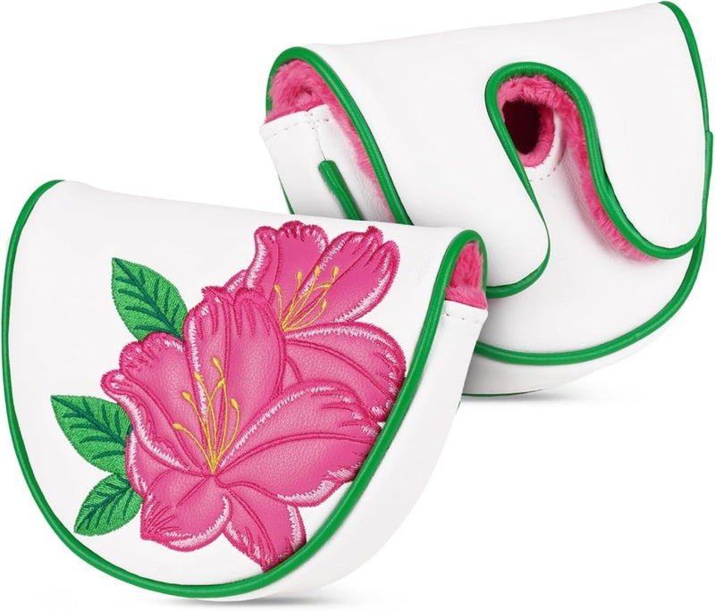 Laad afbeelding in Galerijviewer, Golf putter beschermhoes met bloemenborduurwerk en magneetsluiting voor hamerputters – mallet headcover – golfuitrusting - happygetfit.com
