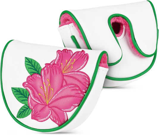 Golf putter beschermhoes met bloemenborduurwerk en magneetsluiting voor hamerputters – mallet headcover – golfuitrusting - happygetfit.com