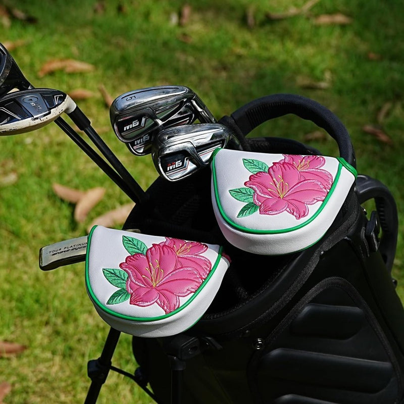 Laad afbeelding in Galerijviewer, Golf putter beschermhoes met bloemenborduurwerk en magneetsluiting voor hamerputters – mallet headcover – golfuitrusting - happygetfit.com
