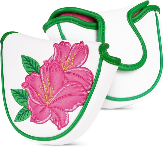 Golf putter beschermhoes met bloemenborduurwerk en magneetsluiting voor hamerputters – mallet headcover – golfuitrusting - happygetfit.com