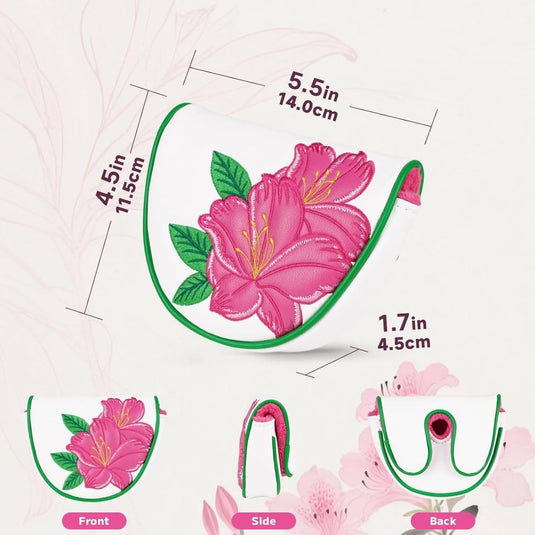 Golf putter beschermhoes met bloemenborduurwerk en magneetsluiting voor hamerputters – mallet headcover – golfuitrusting - happygetfit.com