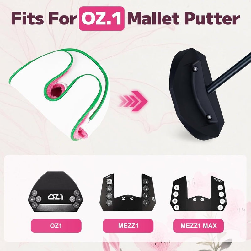 Laad afbeelding in Galerijviewer, Golf putter beschermhoes met bloemenborduurwerk en magneetsluiting voor hamerputters – mallet headcover – golfuitrusting - happygetfit.com
