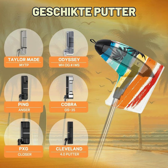 Golf putter beschermhoes met magnetische sluiting 16,8 x 13 cm van kunstleer – putter headcover – golfclub bescherming - happygetfit.com