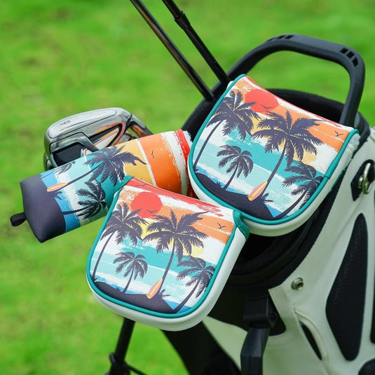 Golf putter beschermhoes met magnetische sluiting 16,8 x 13 cm van kunstleer – putter headcover – golfclub bescherming - happygetfit.com