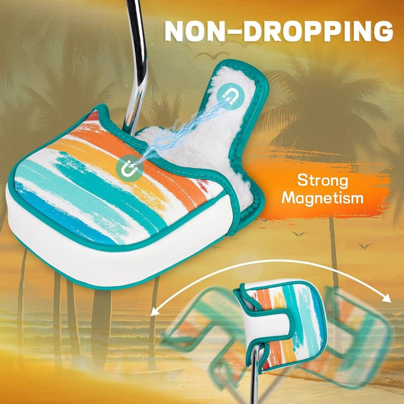 Carica l’immagine nel visualizzatore della galleria, Golf putter beschermhoes van kunstleer met magnetische sluiting voor half mallet putters – puttercover – golfclubhoes - happygetfit.com
