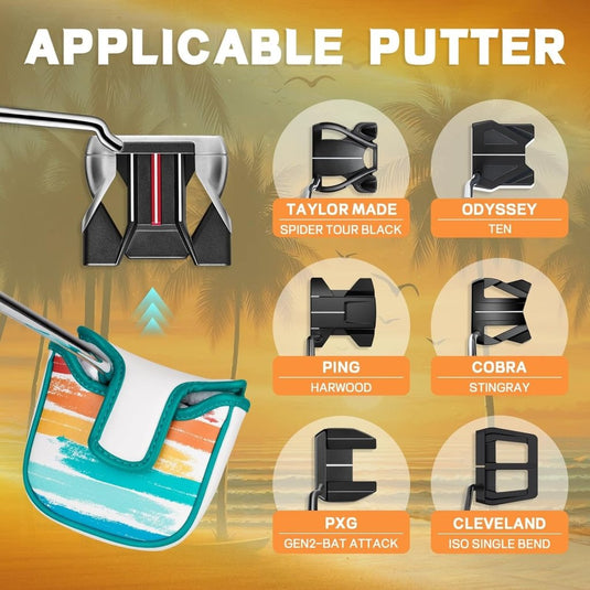 Golf putter beschermhoes van kunstleer met magnetische sluiting voor half mallet putters – puttercover – golfclubhoes - happygetfit.com