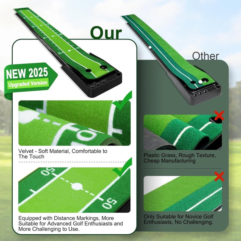 Load image into Gallery viewer, Golf Putting Trainer (3 ballen gratis), Golfmat met Retourbaan en Automatische Functie Oefen Binnen en Buiten voor Beginners en Amateur - happygetfit.com
