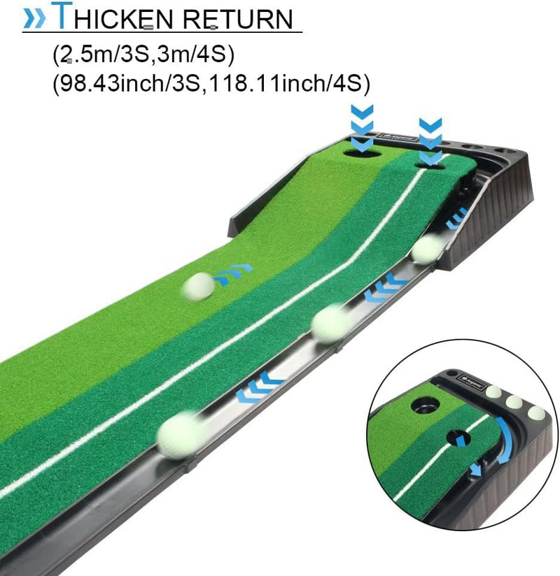 Load image into Gallery viewer, Golf Putting Trainer (3 ballen gratis), Golfmat met Retourbaan en Automatische Functie Oefen Binnen en Buiten voor Beginners en Amateur - happygetfit.com

