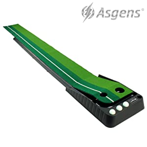 Laad afbeelding in Galerijviewer, Golf Putting Trainer (3 ballen gratis), tweekleurige grasgolfmat met baldikker retourbaan en automatische functie Oefen binnen en buiten voor beginners en amateur - happygetfit.com
