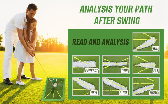 Golf trainingsmat voor Swing Detection Batting Analysis Swing Path and Correct Hitting Houding Golf Practice Mat, 25 x 50 cm, professionele golfoefenmat golfoefenapparaat voor binnen en buiten - happygetfit.com