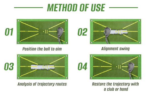 Golf trainingsmat voor Swing Detection Batting Analysis Swing Path and Correct Hitting Houding Golf Practice Mat, 25 x 50 cm, professionele golfoefenmat golfoefenapparaat voor binnen en buiten - happygetfit.com