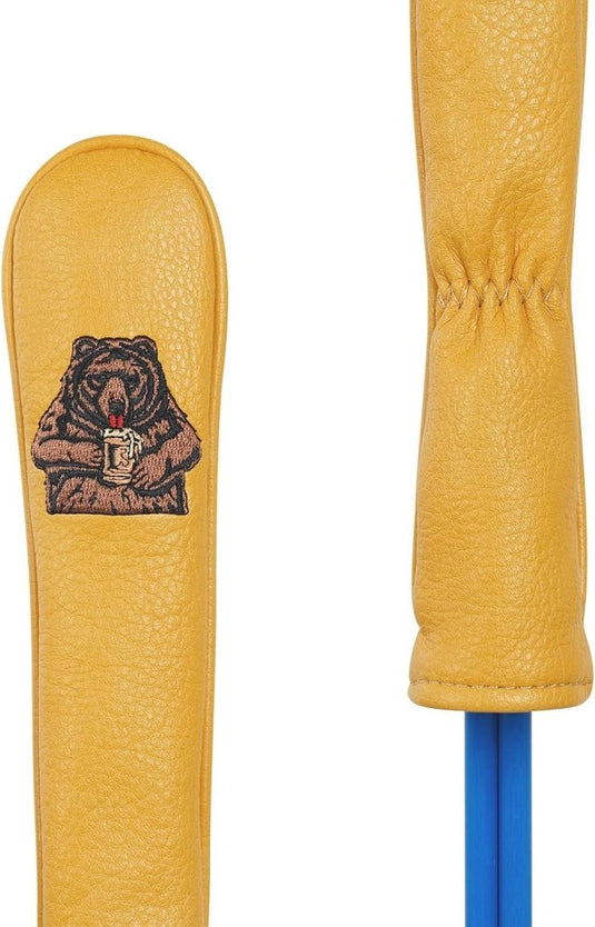 Golfclub beschermhoes met bierdrinkende beer borduurwerk voor drivers tot 460cc – driver headcover – golfartikelen - happygetfit.com