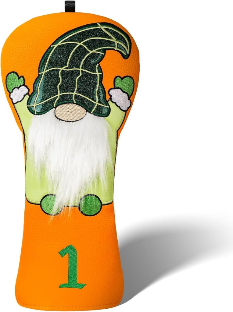 Carica l’immagine nel visualizzatore della galleria, Golfclub beschermhoes van kunstleer met Ierse kabouter voor driver en houten golfclubs – golfheadcover – golfdecoratie - happygetfit.com
