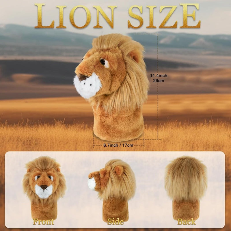 Load image into Gallery viewer, Golfclubhoes leeuw voor driver en wood, pluche headcover, golfcadeau - happygetfit.com
