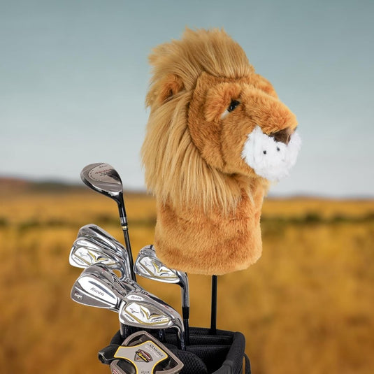 Golfclubhoes leeuw voor driver en wood, pluche headcover, golfcadeau - happygetfit.com
