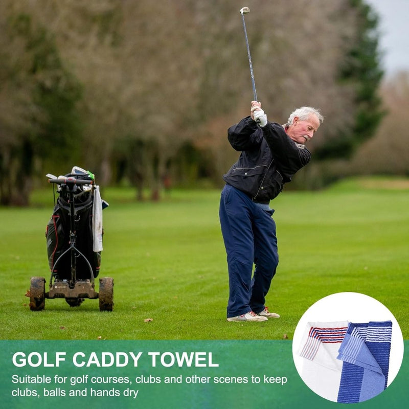 Laad afbeelding in Galerijviewer, Golfhanddoek 112 x 56 cm van katoen wit-zwart – absorberende caddy handdoek – golf accessoires - happygetfit.com
