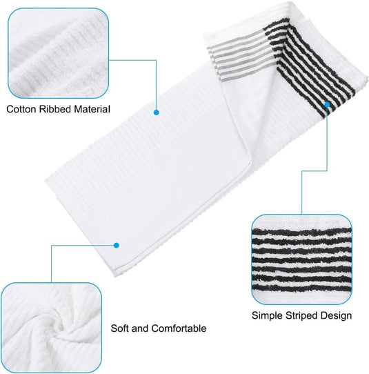 Golfhanddoek 112 x 56 cm van katoen wit-zwart – absorberende caddy handdoek – golf accessoires - happygetfit.com