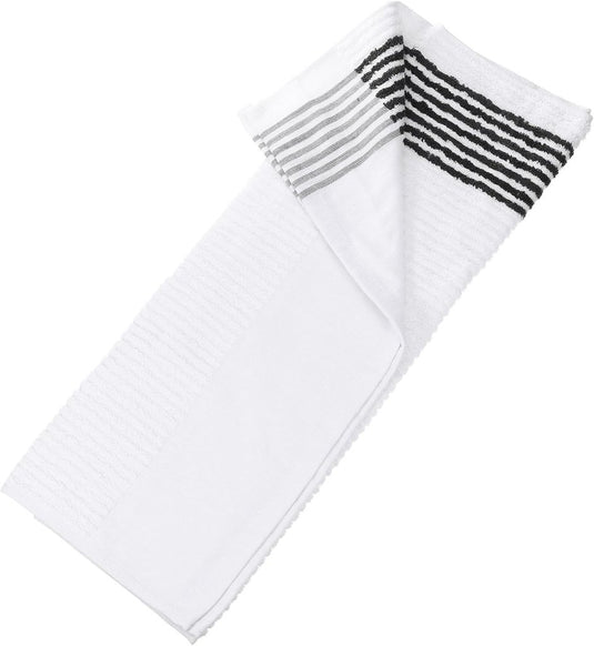 Golfhanddoek 112 x 56 cm van katoen wit-zwart – absorberende caddy handdoek – golf accessoires - happygetfit.com