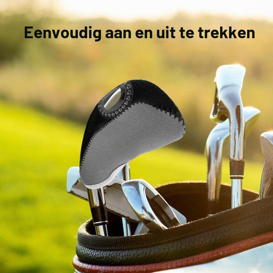 Golfijzer beschermhoezen 10 stuks van neopreen met transparant nummervenster – iron covers – golfclubonderhoud - happygetfit.com