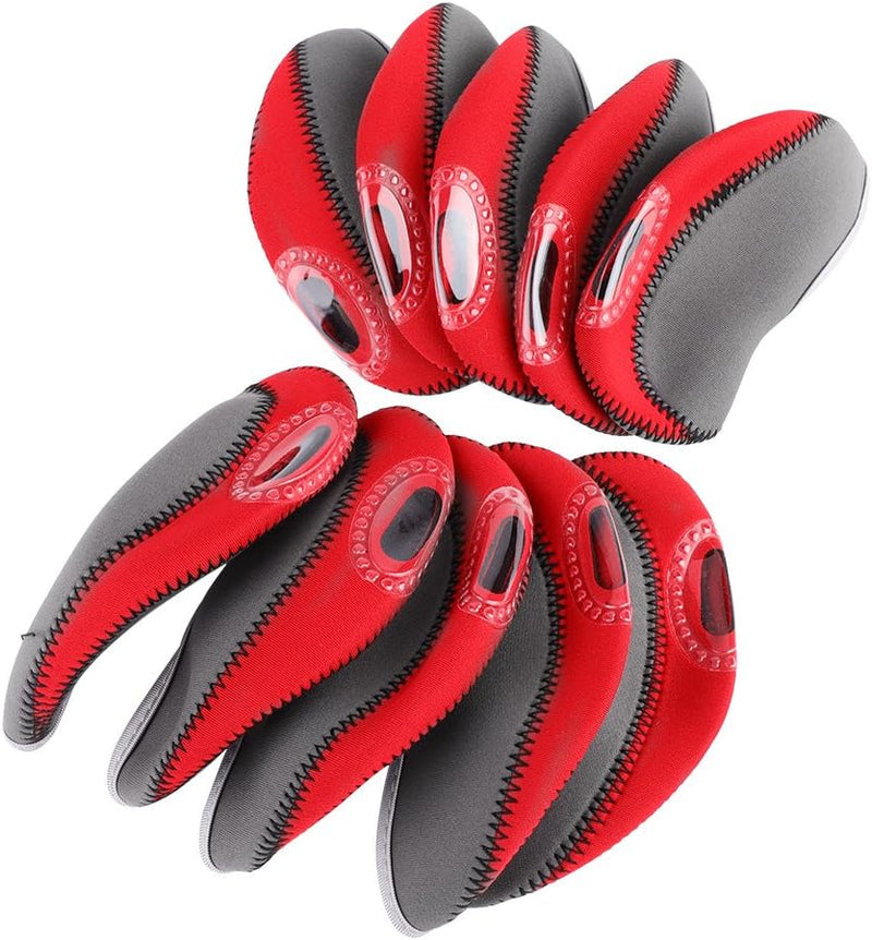 Laden Sie das Bild in Galerie -Viewer, Golfijzer beschermhoezen 10 stuks van neopreen met transparant nummervenster – iron covers – golfclubonderhoud - happygetfit.com
