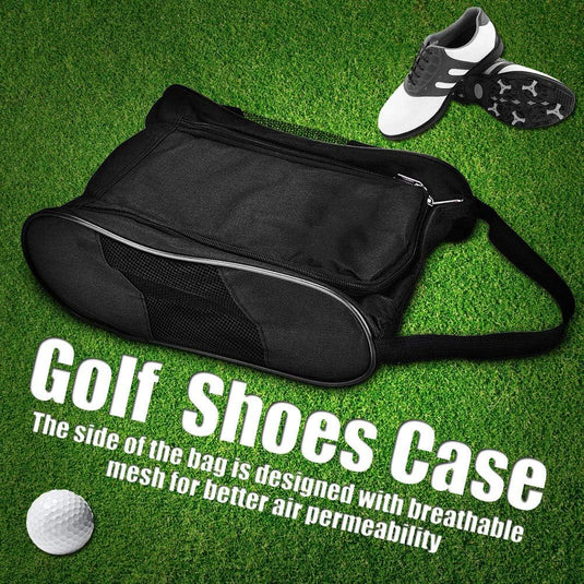 Golfschoenentas van nylon met ventilatiegaas en dubbele ritssluiting – schoenentas – sporttas accessoires - happygetfit.com