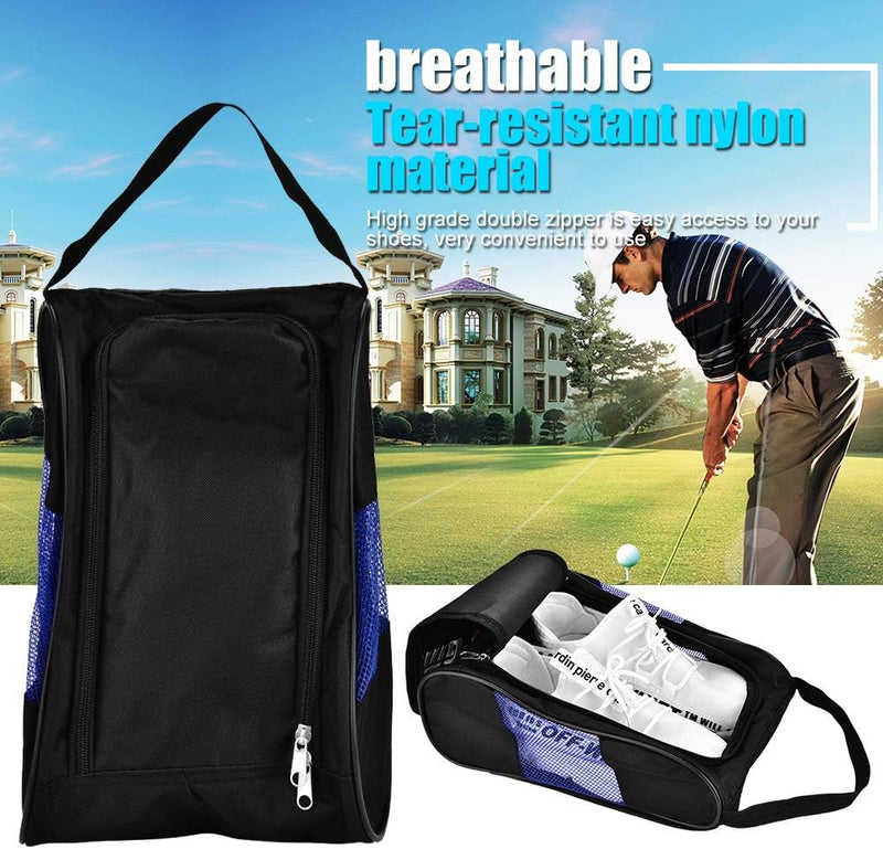 Carica l’immagine nel visualizzatore della galleria, Golfschoenentas van nylon met ventilatiegaas en dubbele ritssluiting – schoenentas – sporttas accessoires - happygetfit.com
