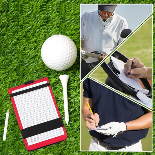 Golfscorekaarthouder van PU leer 18 x 11 cm met 4 scorebladen – yardage boekje – golfscore registratie - happygetfit.com