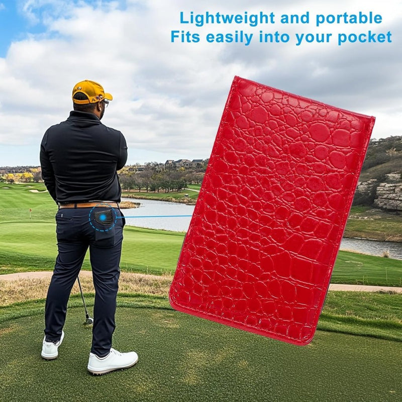 Laden Sie das Bild in Galerie -Viewer, Golfscorekaarthouder van PU leer 18 x 11 cm met 4 scorebladen – yardage boekje – golfscore registratie - happygetfit.com
