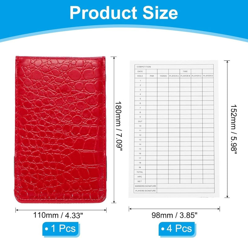 Laden Sie das Bild in Galerie -Viewer, Golfscorekaarthouder van PU leer 18 x 11 cm met 4 scorebladen – yardage boekje – golfscore registratie - happygetfit.com
