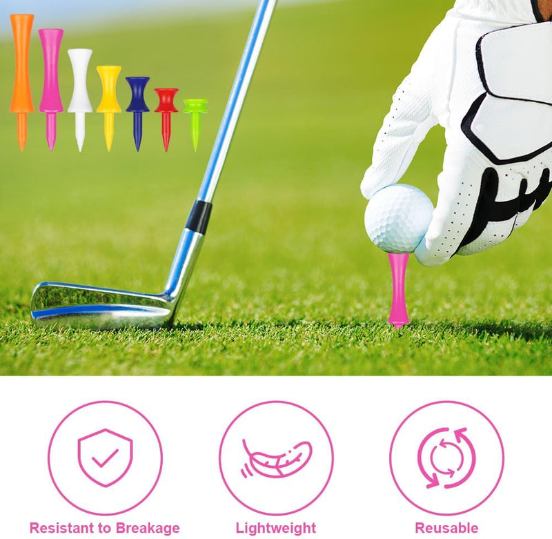 Laad afbeelding in Galerijviewer, Golftees 84 stuks van stevig kunststof in 7 verschillende hoogtes van 25 tot 70 mm – golfpinnetjes – afslagtraining - happygetfit.com
