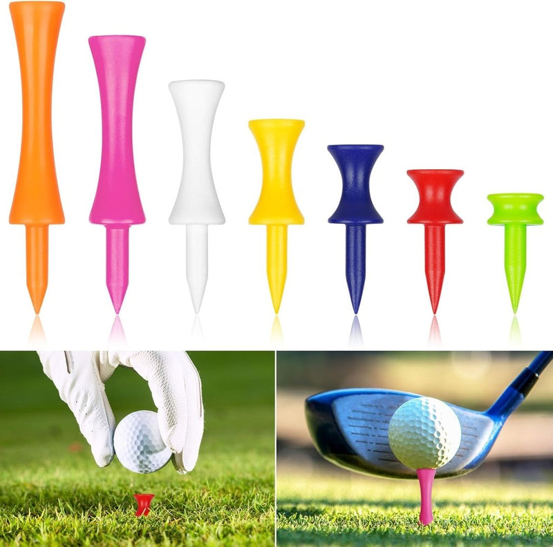 Laad afbeelding in Galerijviewer, Golftees 84 stuks van stevig kunststof in 7 verschillende hoogtes van 25 tot 70 mm – golfpinnetjes – afslagtraining - happygetfit.com
