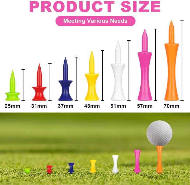 Laad afbeelding in Galerijviewer, Golftees 84 stuks van stevig kunststof in 7 verschillende hoogtes van 25 tot 70 mm – golfpinnetjes – afslagtraining - happygetfit.com
