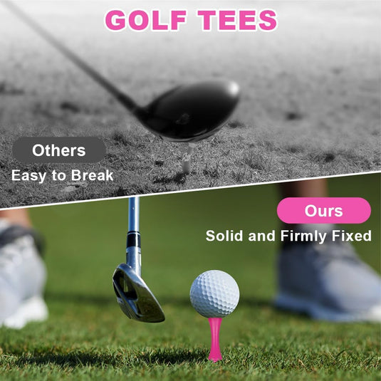 Golftees 84 stuks van stevig kunststof in 7 verschillende hoogtes van 25 tot 70 mm – golfpinnetjes – afslagtraining - happygetfit.com
