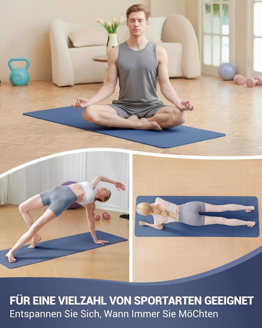 Good Nite Yogamat, Gymnastiek, Pilates Oefenmat voor vrouwen, antislip, dik 6 mm met draagriem, Tpe, 183 x 61 x 0,6 cm - happygetfit.com