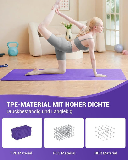 Good Nite Yogamat, Gymnastiek, Pilates Oefenmat voor vrouwen, antislip, dik 6 mm met draagriem, Tpe, 183 x 61 x 0,6 cm - happygetfit.com