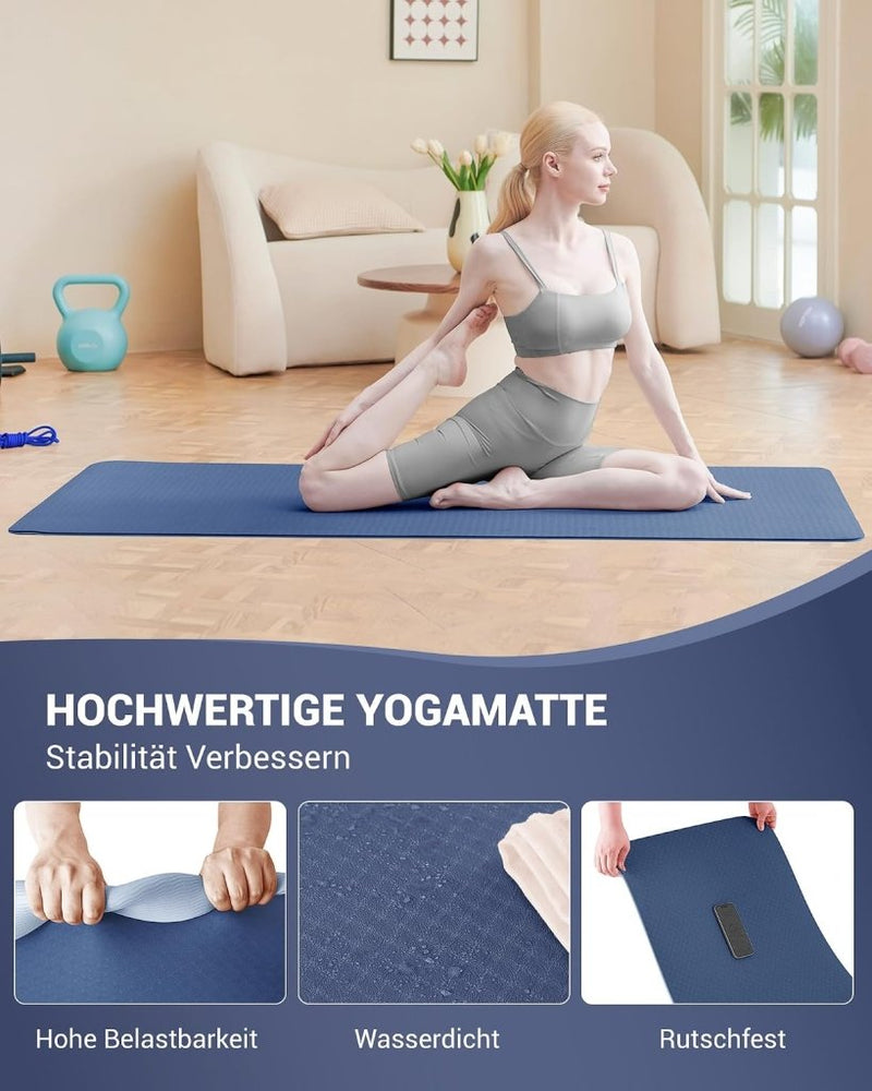 Load image into Gallery viewer, Good Nite Yogamat, Gymnastiek, Pilates Oefenmat voor vrouwen, antislip, dik 6 mm met draagriem, Tpe, 183 x 61 x 0,6 cm - happygetfit.com
