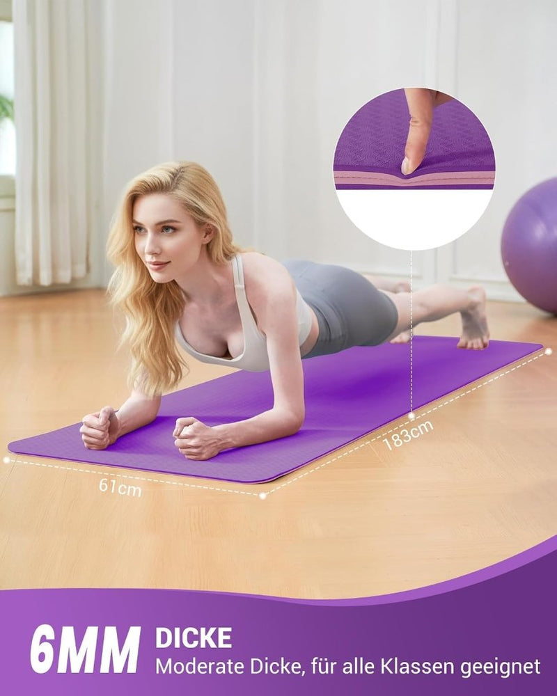 Load image into Gallery viewer, Good Nite Yogamat, Gymnastiek, Pilates Oefenmat voor vrouwen, antislip, dik 6 mm met draagriem, Tpe, 183 x 61 x 0,6 cm - happygetfit.com
