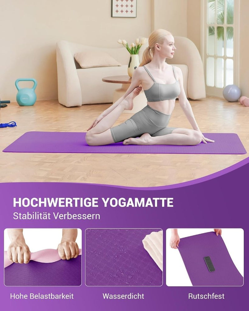 Load image into Gallery viewer, Good Nite Yogamat, Gymnastiek, Pilates Oefenmat voor vrouwen, antislip, dik 6 mm met draagriem, Tpe, 183 x 61 x 0,6 cm - happygetfit.com
