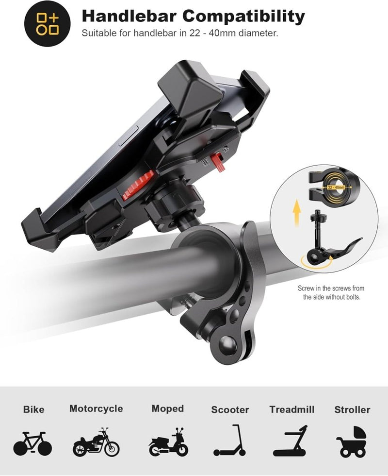 Laad afbeelding in Galerijviewer, Grefay Fiets Telefoonhouder Universele Fiets Motorfiets Mobiele Telefoonhouder Smartphonehouder Klem 360 Draaibaar, Voor en Alle 3,5-6,5 Inch Mobiele Telefoons - happygetfit.com
