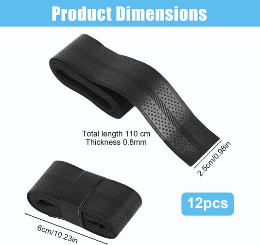 Gripband set 12 stuks zwart voor rackets - happygetfit.com